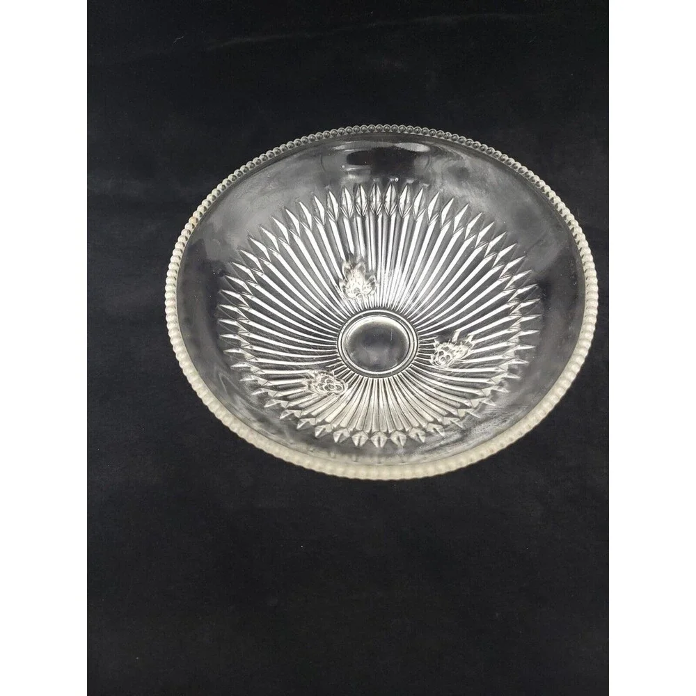 Vintage‎ Jeanette Clear Glass Elegant Candy Bowl Dish Three Footed Ribbed